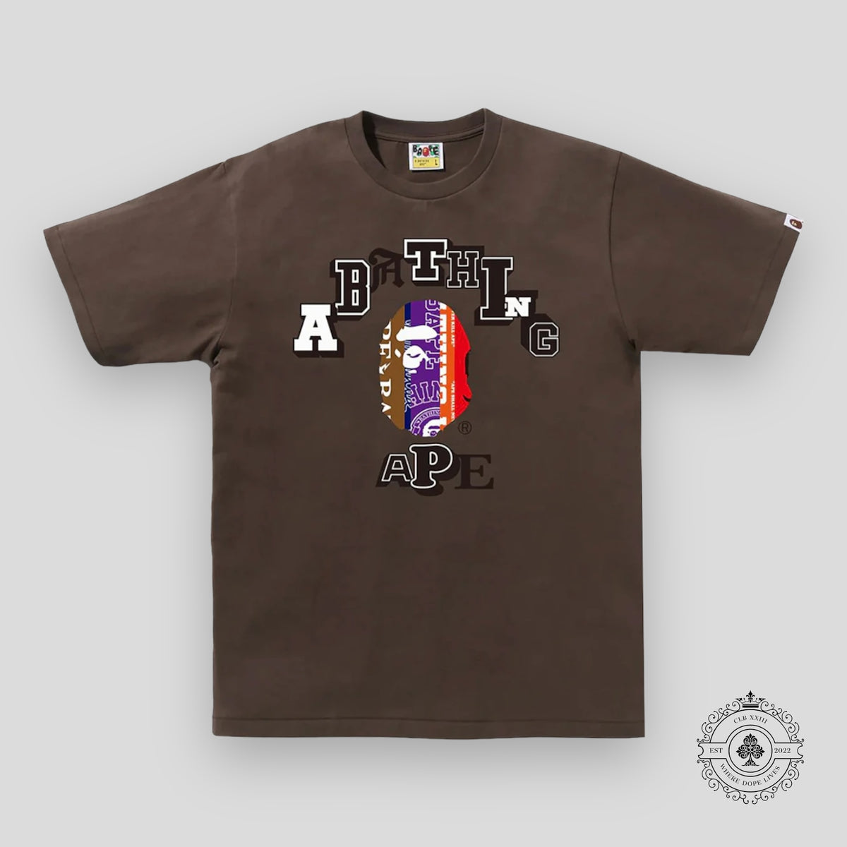 Bape Fans Scarf College Tee in Brown