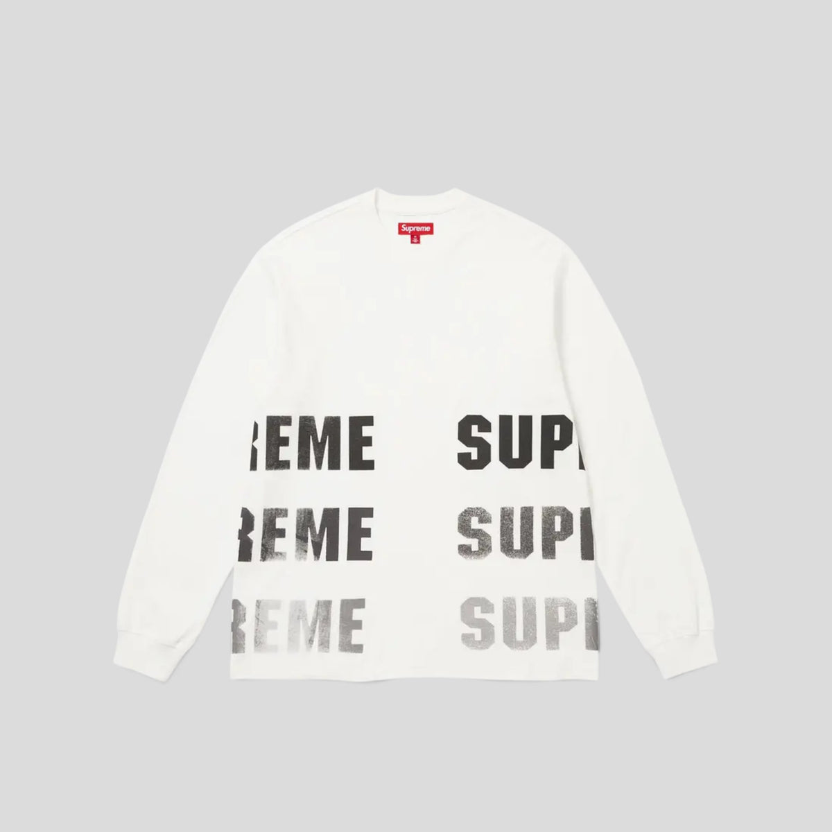 Supreme Reflective Long Sleeve Tee in White