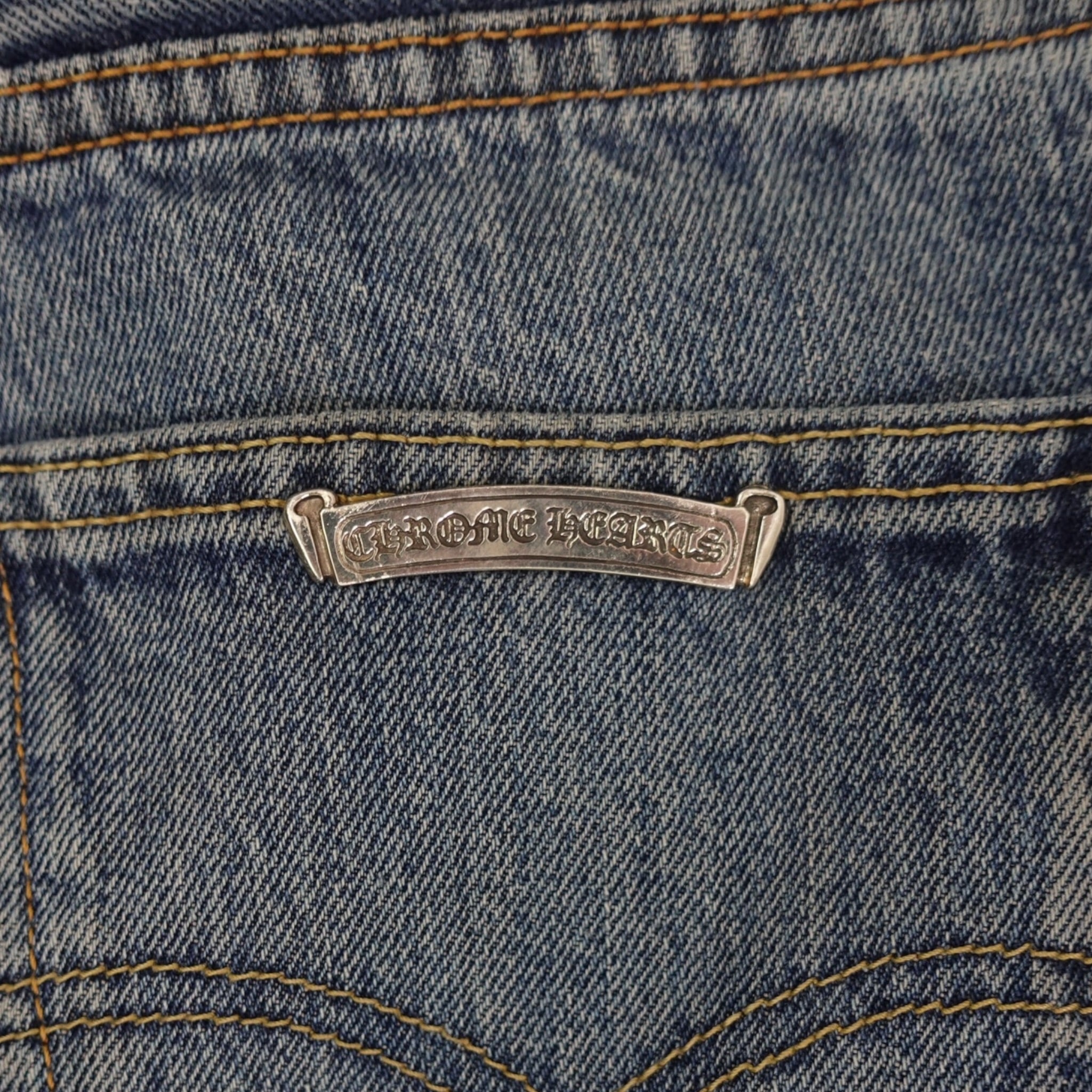 Chrome Hearts Leather Cross Patch Jeans