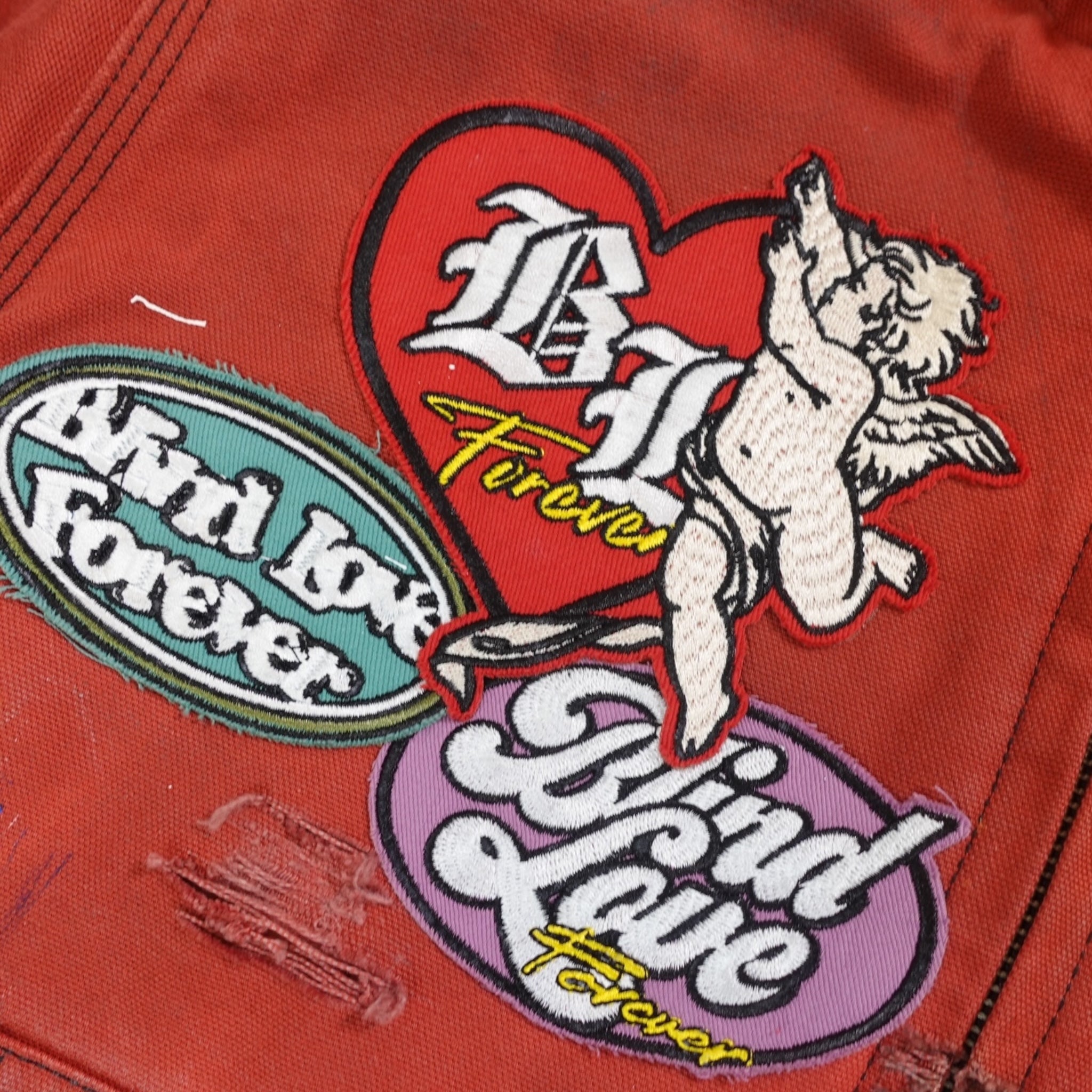 Blind Love Patchwork Carhartt Work Jacket in Red