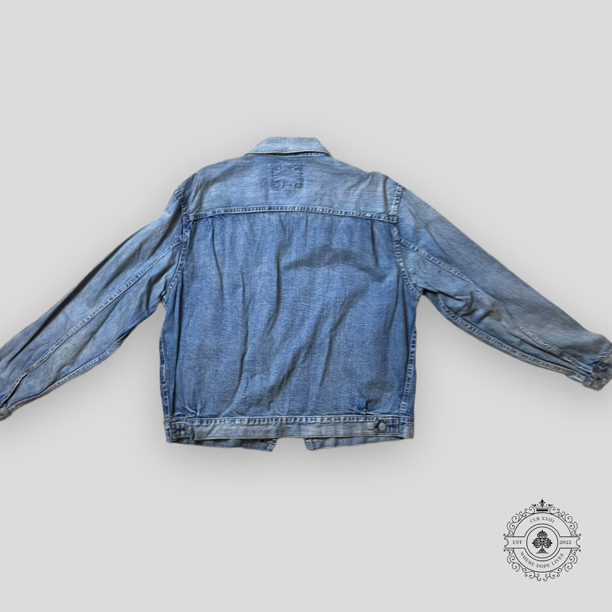 RRL Distressed Denim Jacket in Medium Wash