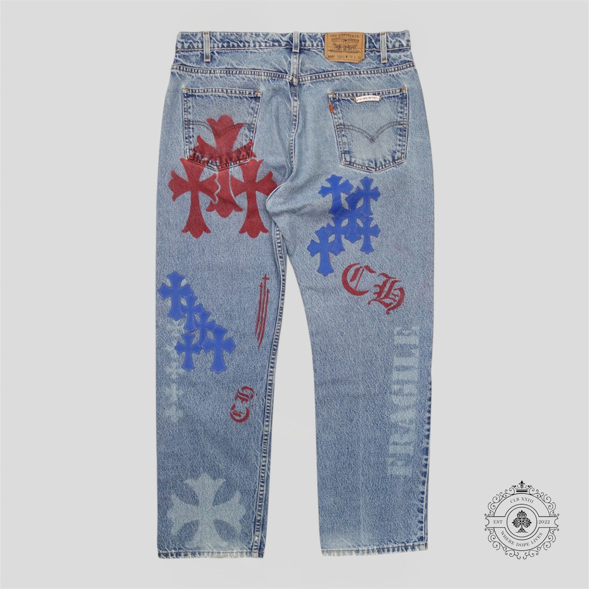 Chrome Hearts Cross Patch Stencil Jeans