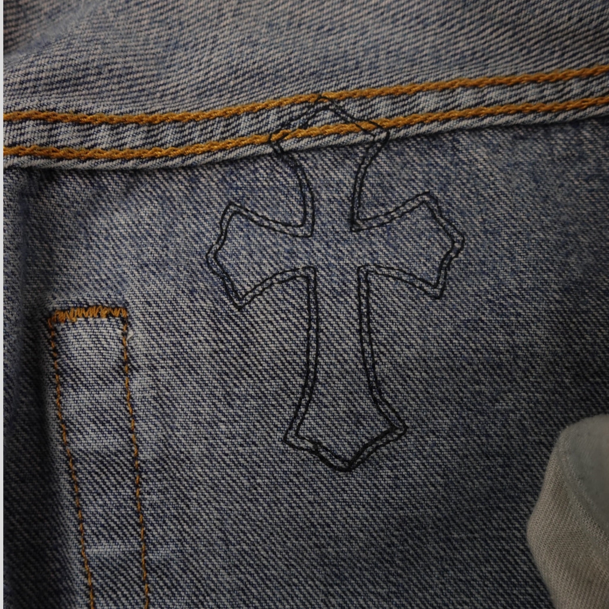 Chrome Hearts Leather Cross Patch Jeans