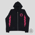 Chrome Hearts Horseshoe Zip Up Hoodie in Black/Pink