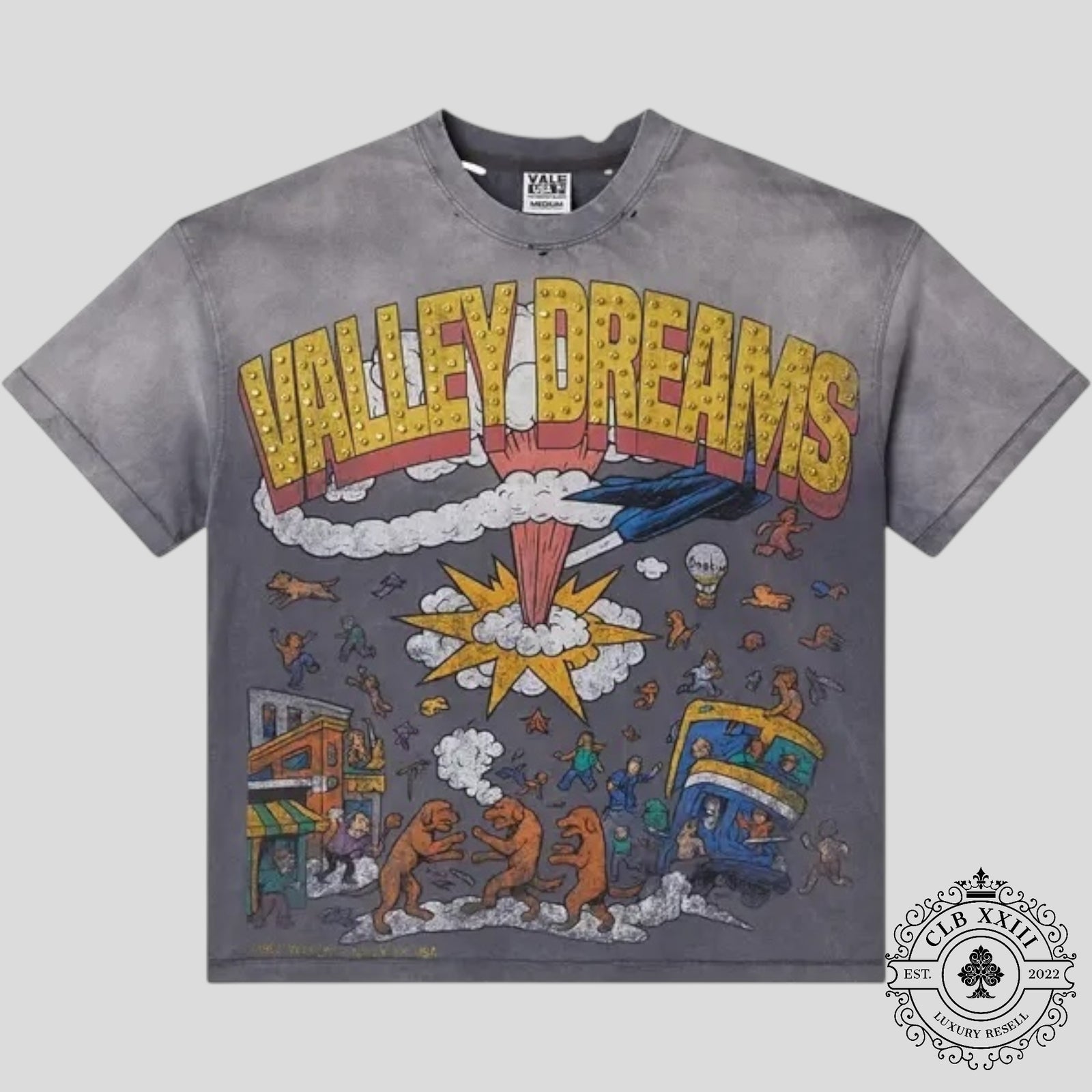 Vale Faded Chaos Bling Tee in Grey