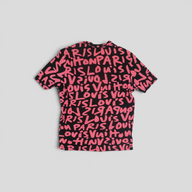 CLB XXIII Louis Vuitton Stephen Sprouse graffiti print t-shirt in black cotton and modal with neon pink lettering.