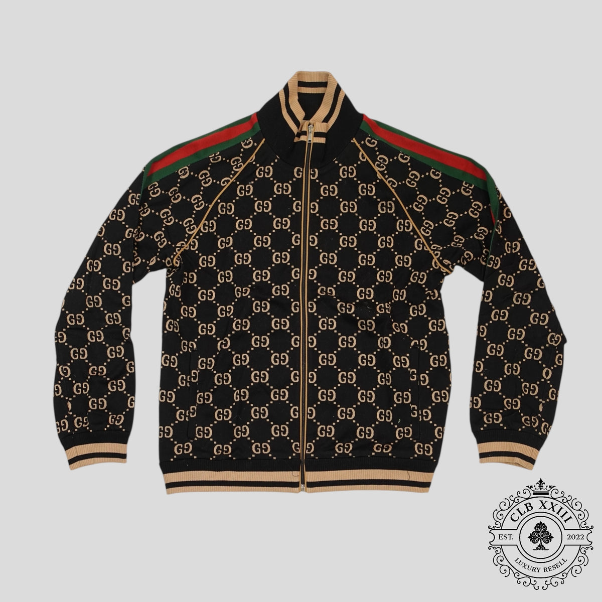 Gucci GG Jacquard Track Jacket in Black/Brown