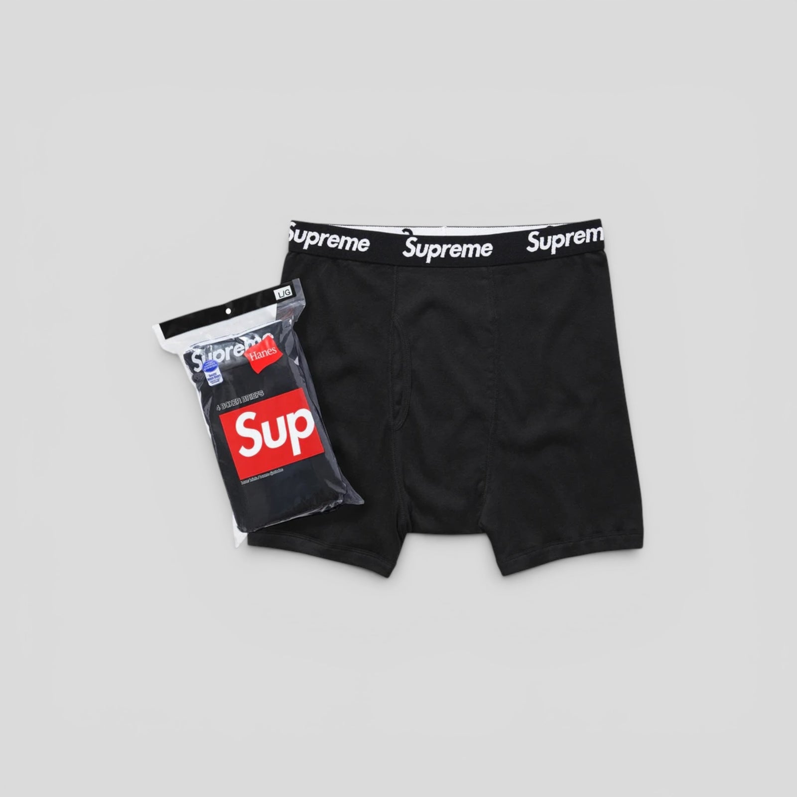 Supreme Hanes Boxer Briefs in Black - 1 Pair