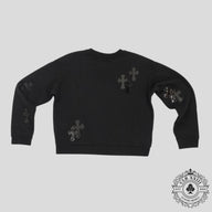 Chrome Hearts Leather Cross Patch Crewneck in Black