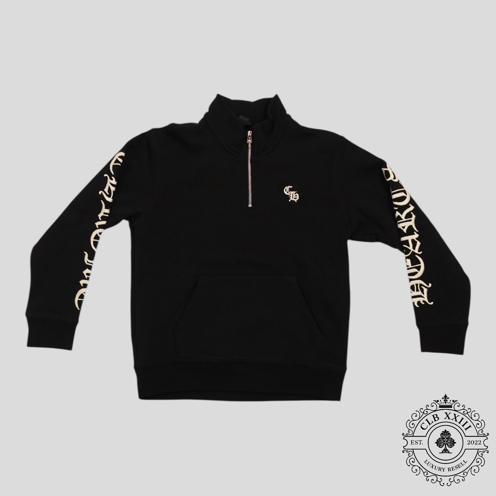 Chrome Hearts CH Embroidered Quarter Zip in Black