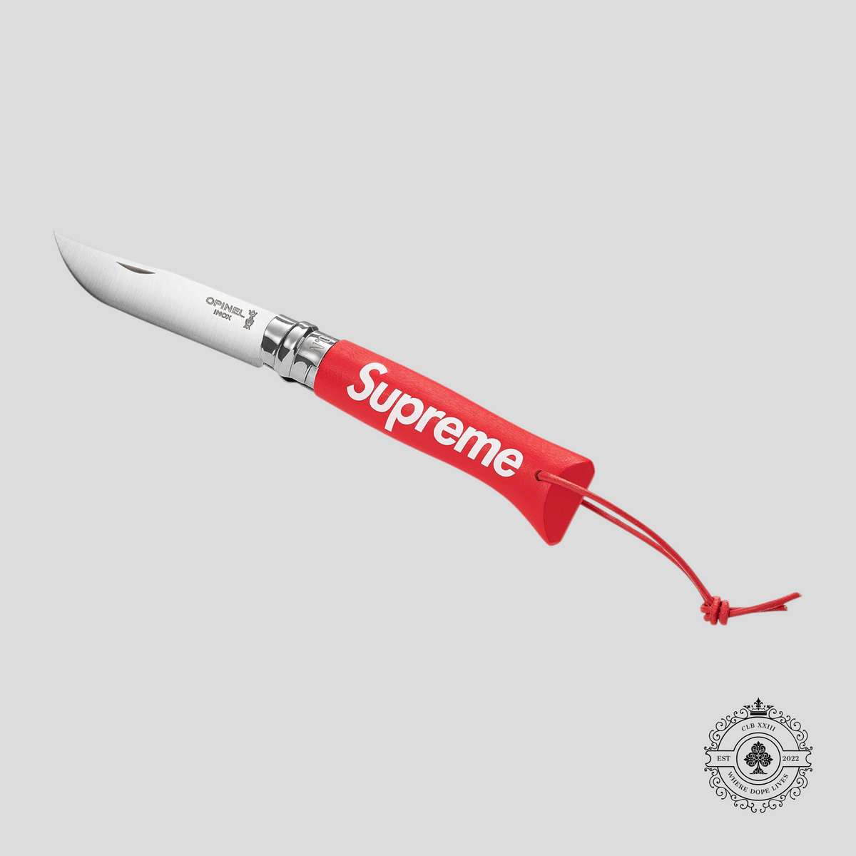 Supreme x Opinel #8 Steel Folding Knife in Red