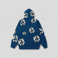 CLB XXIII Denim Tears x CPFM Cactus Tears navy hoodie featuring a white floral wreath pattern on the back