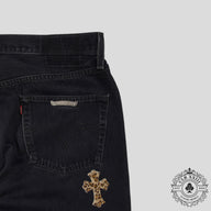 Chrome Hearts Leopard Cross Patch Jeans in Black