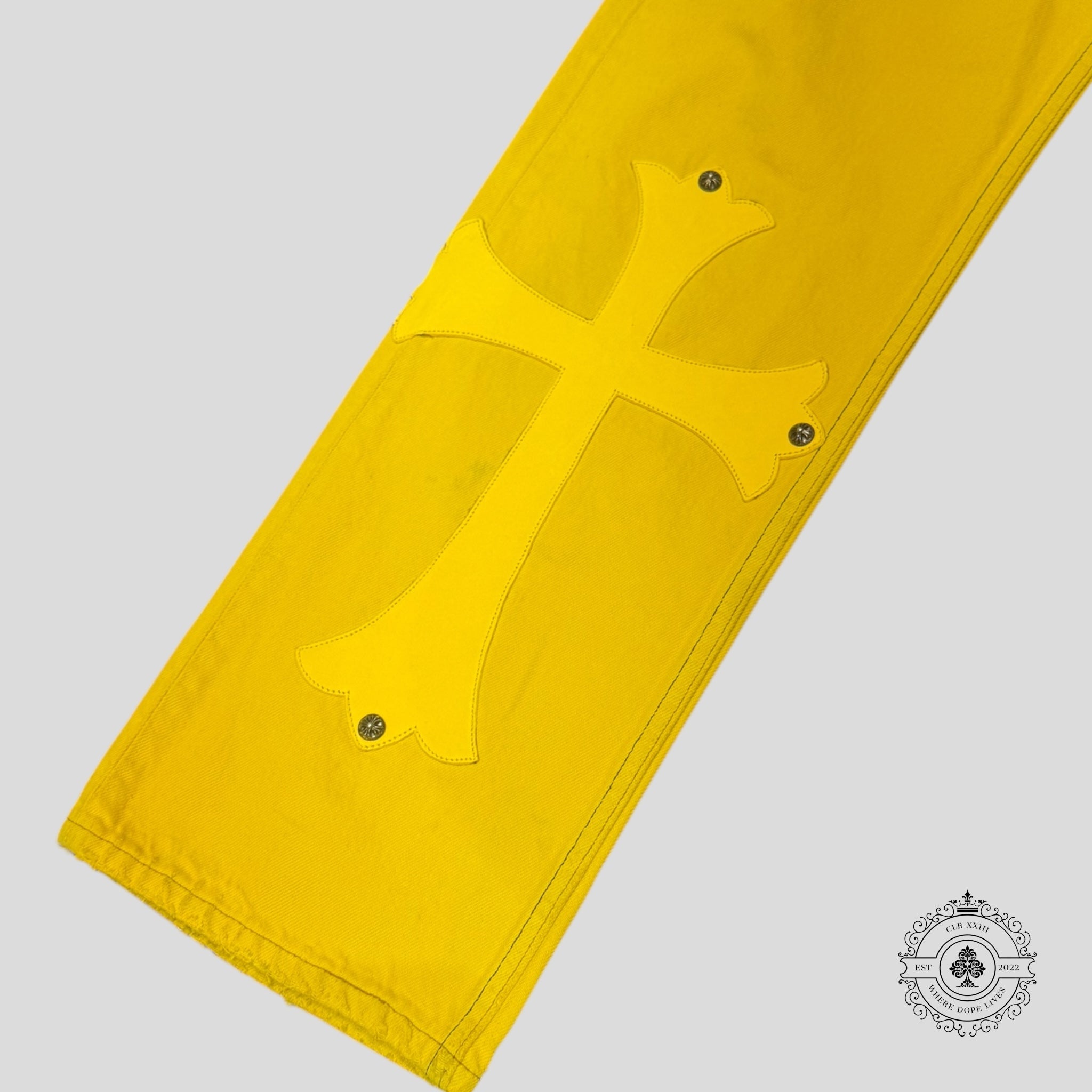 Chrome Hearts Cross Patch Denim Jeans in Yellow