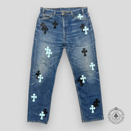 Chrome Hearts Baby Blue Cross Patch Jeans