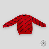 Balenciaga All Over Logo Sweater in Red