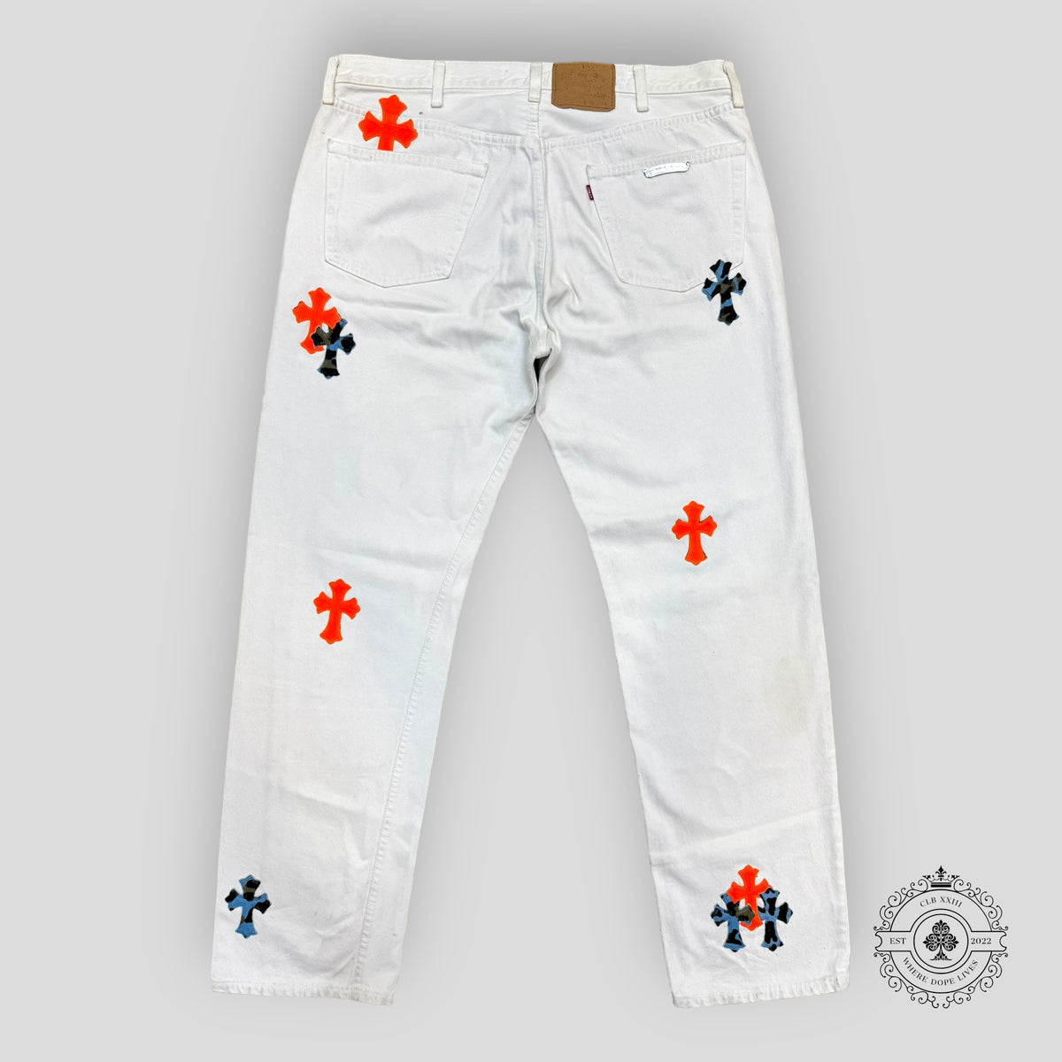 Chrome Hearts St. Barth Patch Jeans in White