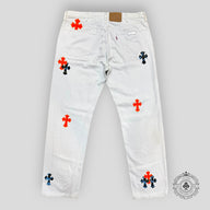 Chrome Hearts St. Barth Patch Jeans in White