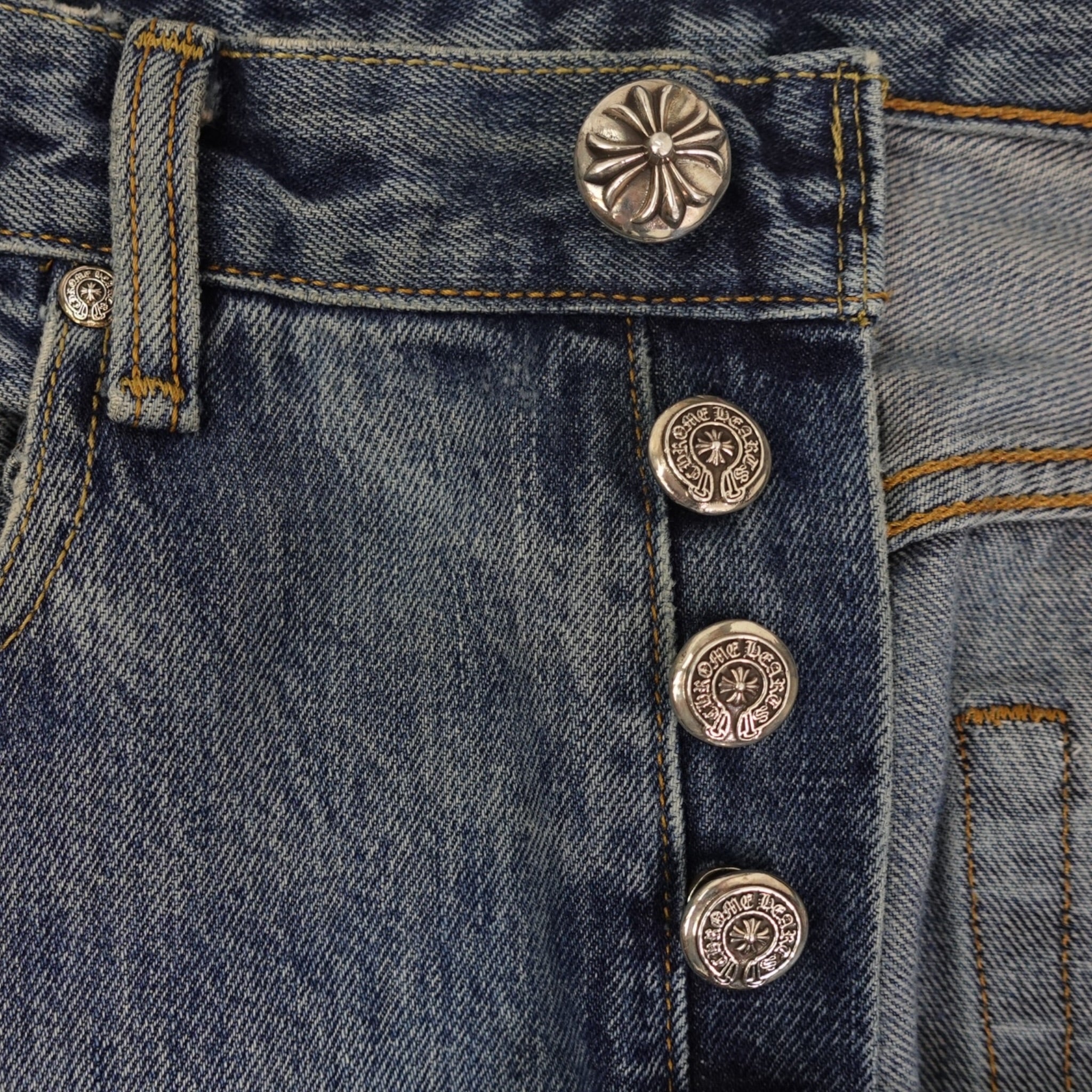 Chrome Hearts Leather Cross Patch Jeans