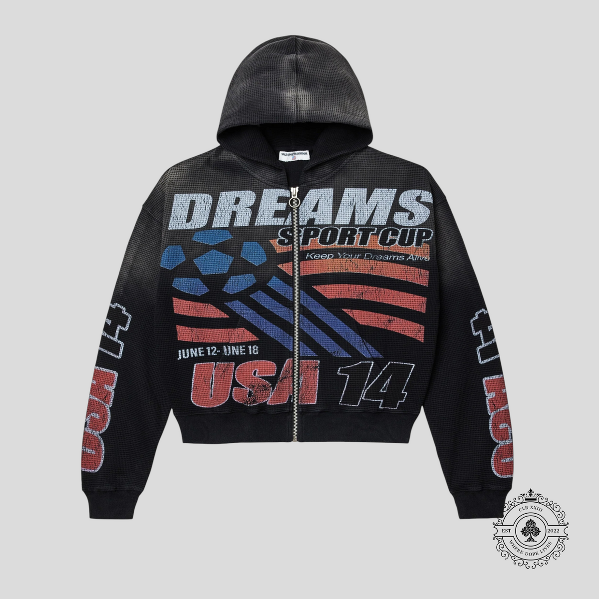 Vale USA14 Thermal Zip Up Hoodie in Black
