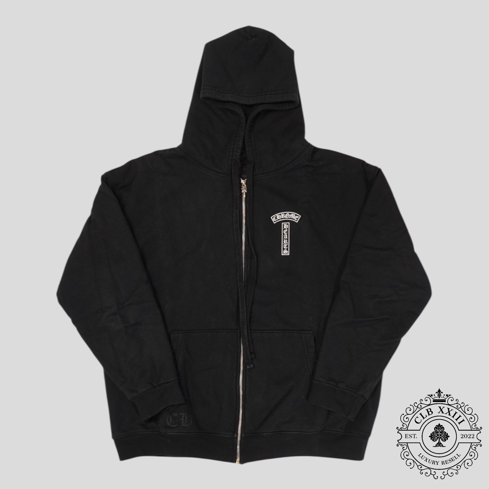 Chrome Hearts T Bar Logo Thermal Zip Up Hoodie in Black