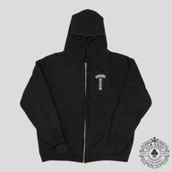 Chrome Hearts T Bar Logo Thermal Zip Up Hoodie in Black