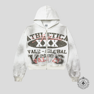 Vale Destroyer Zip Up Hoodie in Grey