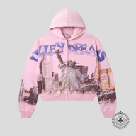 Vale NYC Zip Up Hoodie in Pink