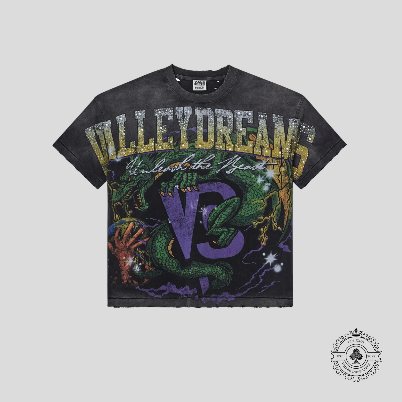 Vale The Dragon Bling Tee in Black