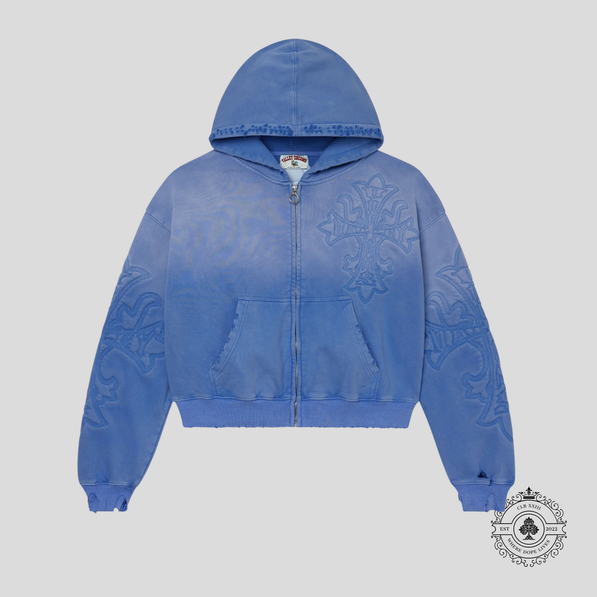 Vale Carver Zip Up Hoodie in Ice Blue