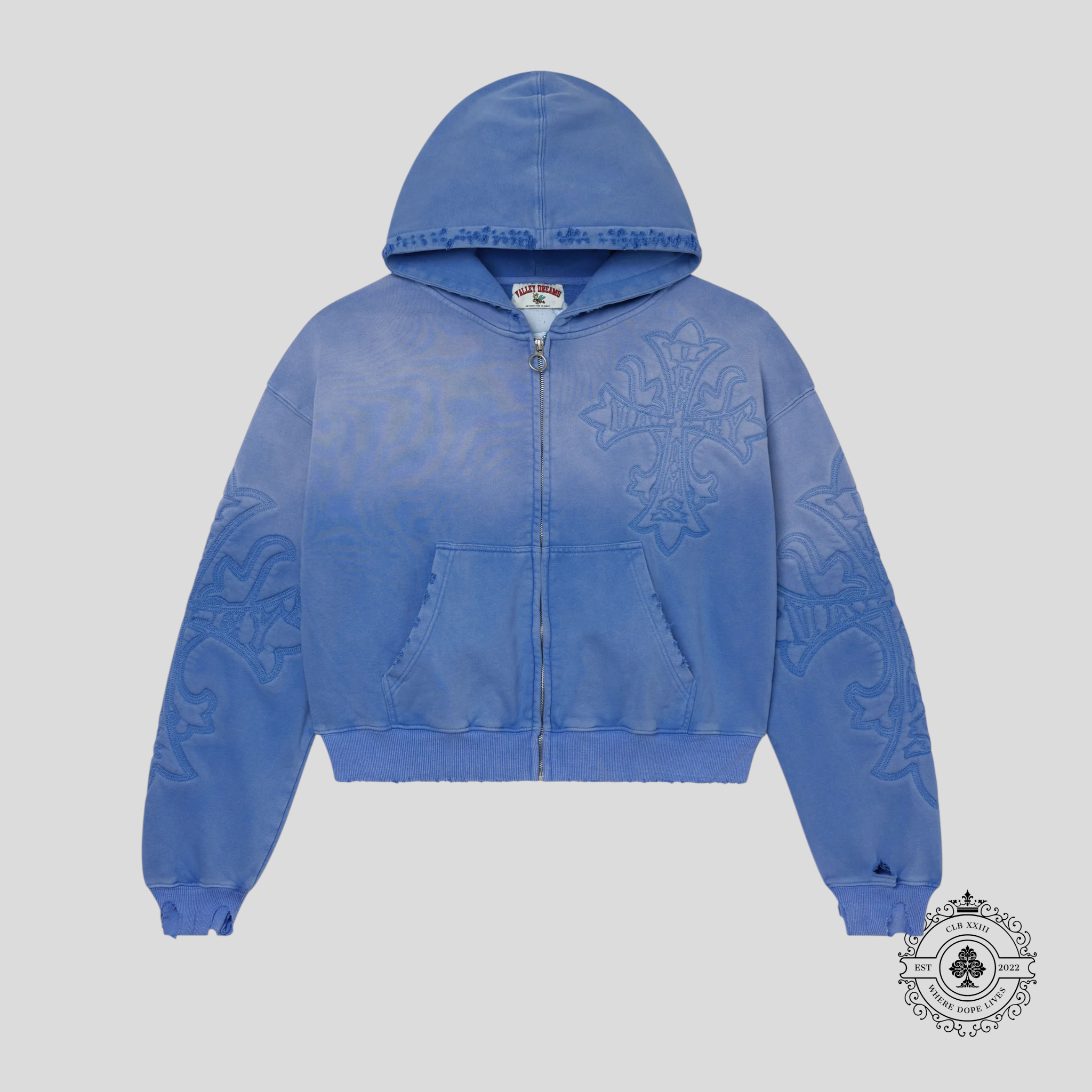 Vale Carver Zip Up Hoodie in Ice Blue