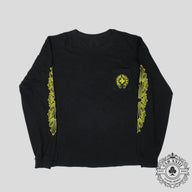 Chrome Hearts Eyechart Long Sleeve Shirt in Black/ Neon Green