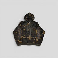 Chrome Hearts Camo Leather Patch Thermal Zip Up Hoodie