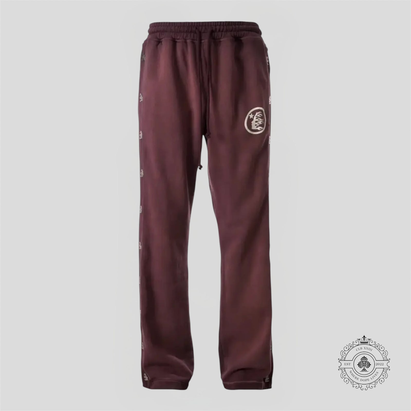 Hellstar Mirror Face Sweatpants in Burgundy