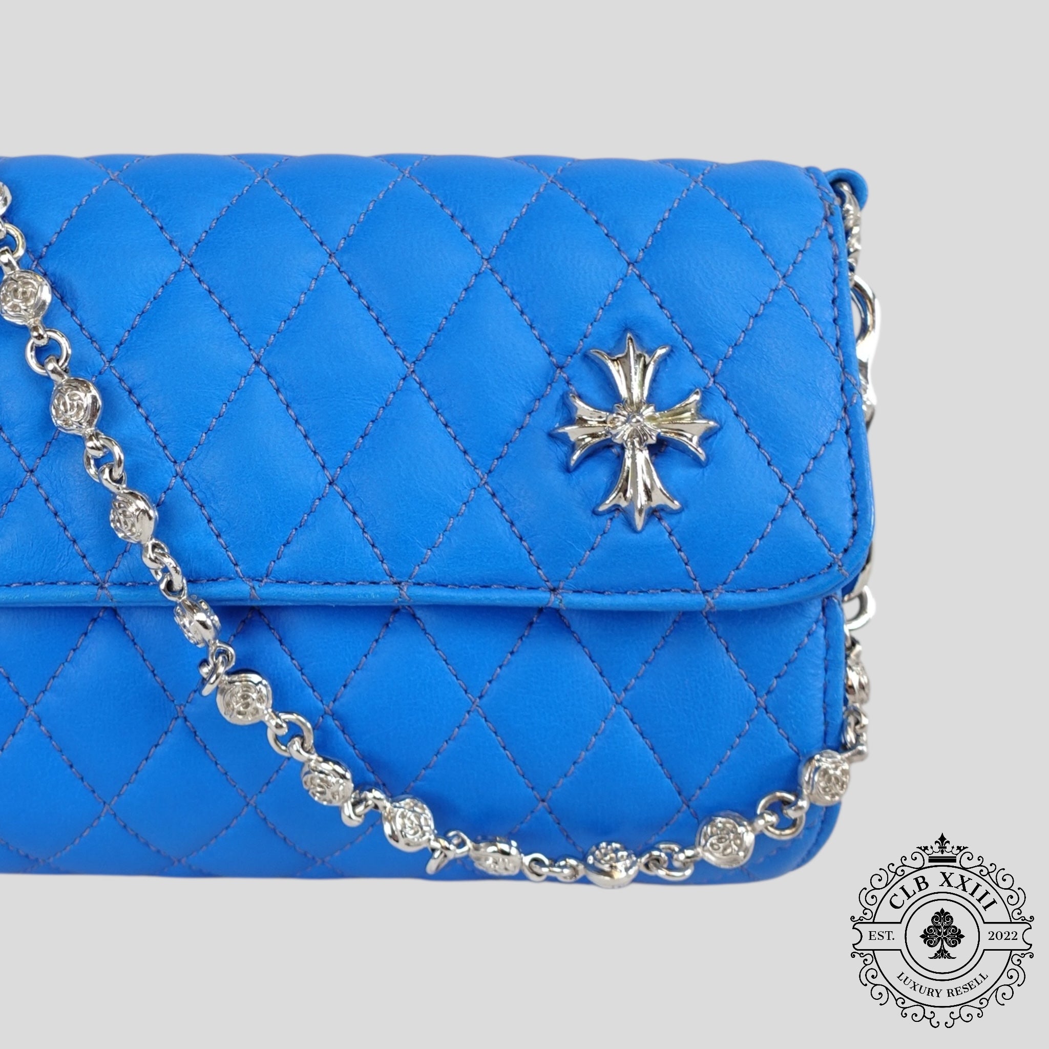 Chrome Hearts Quilted Purse in Light Blue