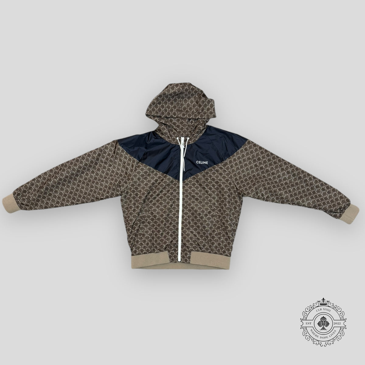 Celine Nylon Monogram Jacket in Beige / Black