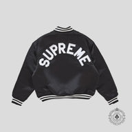 Supreme Mitchell & Ness Satin Varsity Jacket in Black