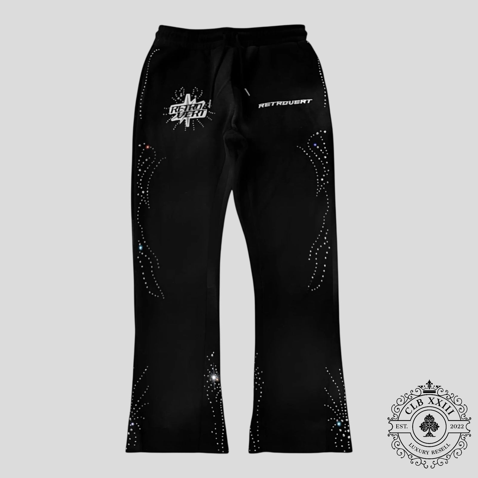 Retrovert Infinity Rhinestone Sweatpants in Black
