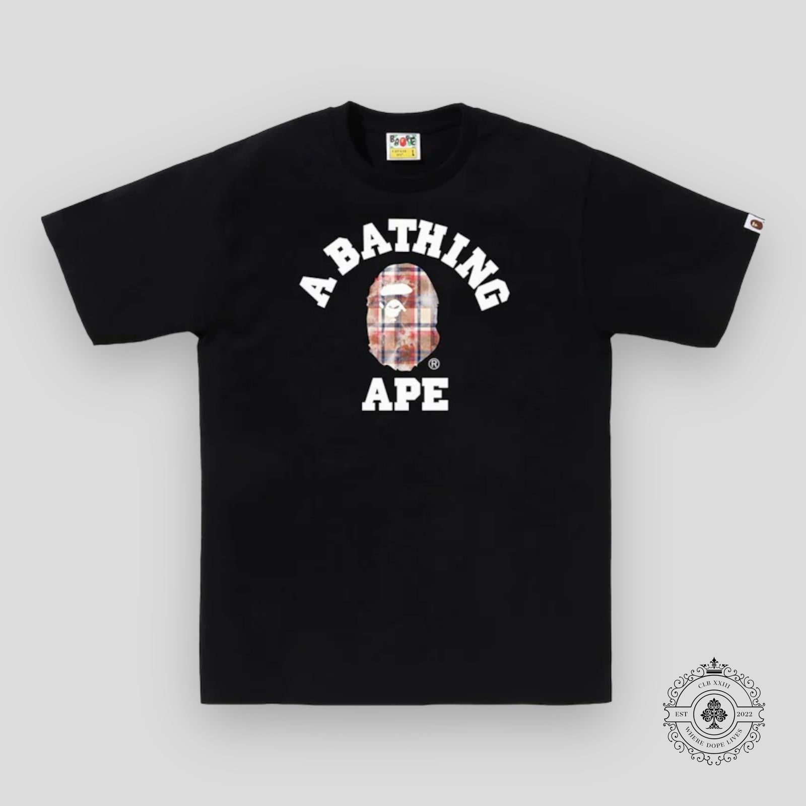 Bape Bleach Check College Tee in Black