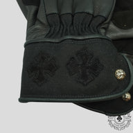 Chrome Hearts Plus Patch Leather Moto Gloves in Black