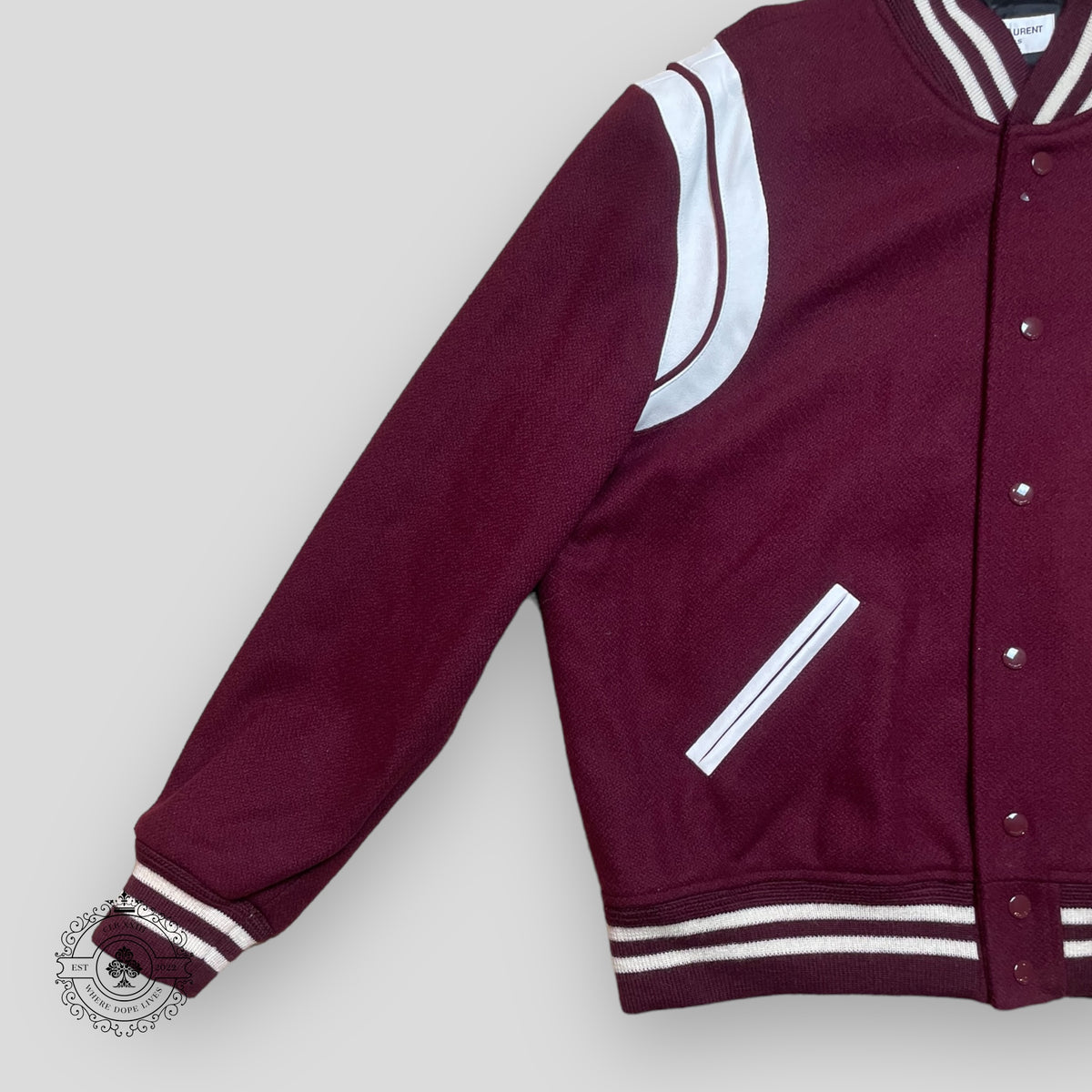 Saint Laurent Varsity Teddy Jacket in Maroon