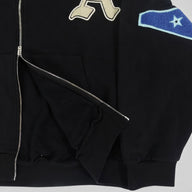 Amiri Varsity Patch Oversized Zip Up Hoodie in Black