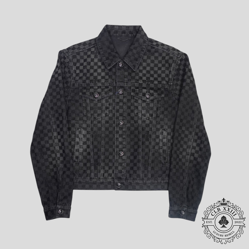 Louis Vuitton Damier Ultrablack Flocked Denim Trucker Jacket in Black