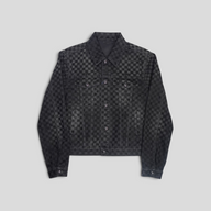 CLB XXIII Louis Vuitton Damier Ultrablack flocked denim trucker jacket in black cotton with button-up front
