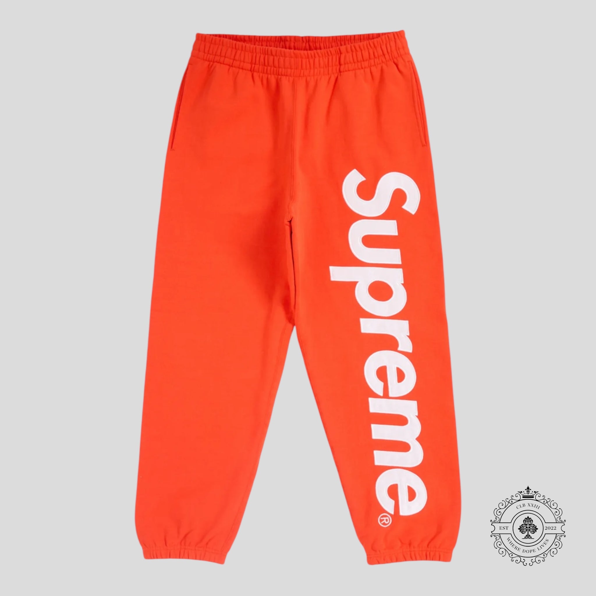 Supreme Satin Applique Sweatpants in Bright Orange