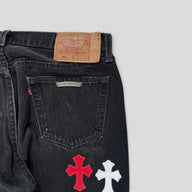Chrome Hearts Red White Patch Jeans