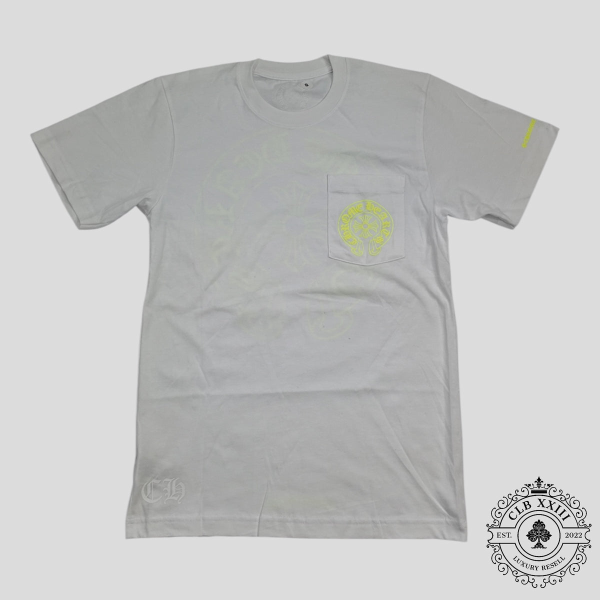 Chrome Hearts Horseshoe Logo Pocket Tee in White / Green