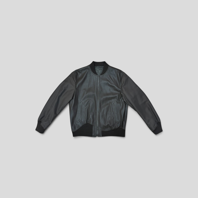 CLB XXIII Louis Vuitton reversible brown bull leather and polyamide blouson jacket with ribbed trim and zip closure