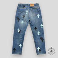 Chrome Hearts Baby Blue Cross Patch Jeans