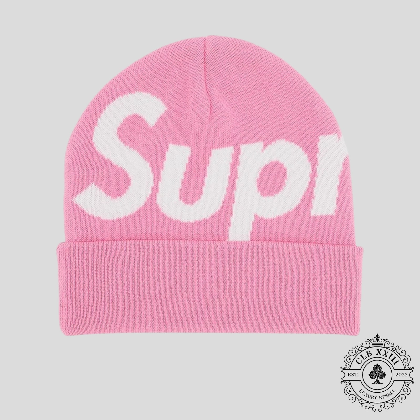 Supreme Big Logo Beanie (FW24) in Pink
